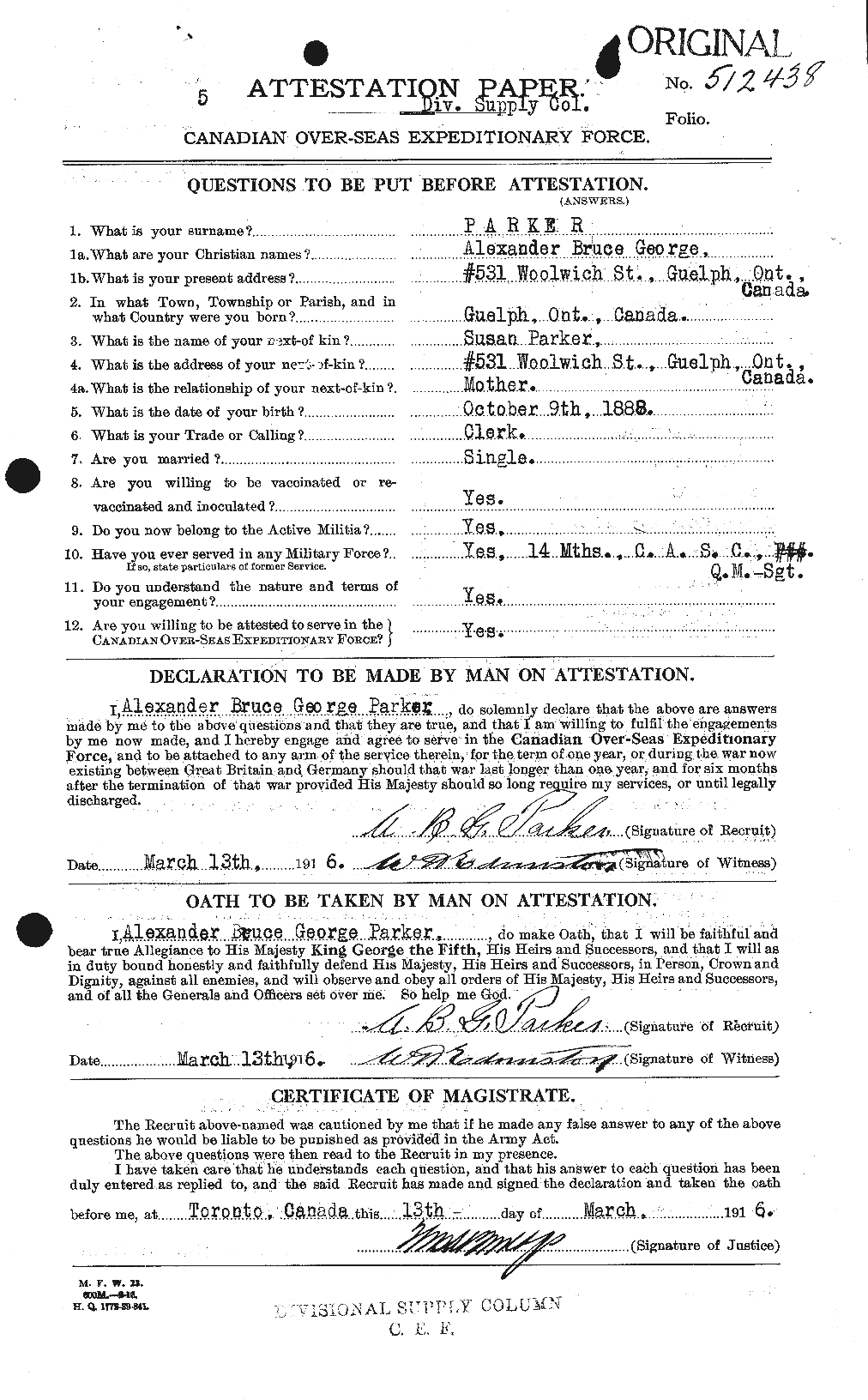 Personnel Records of the First World War - CEF 564972a