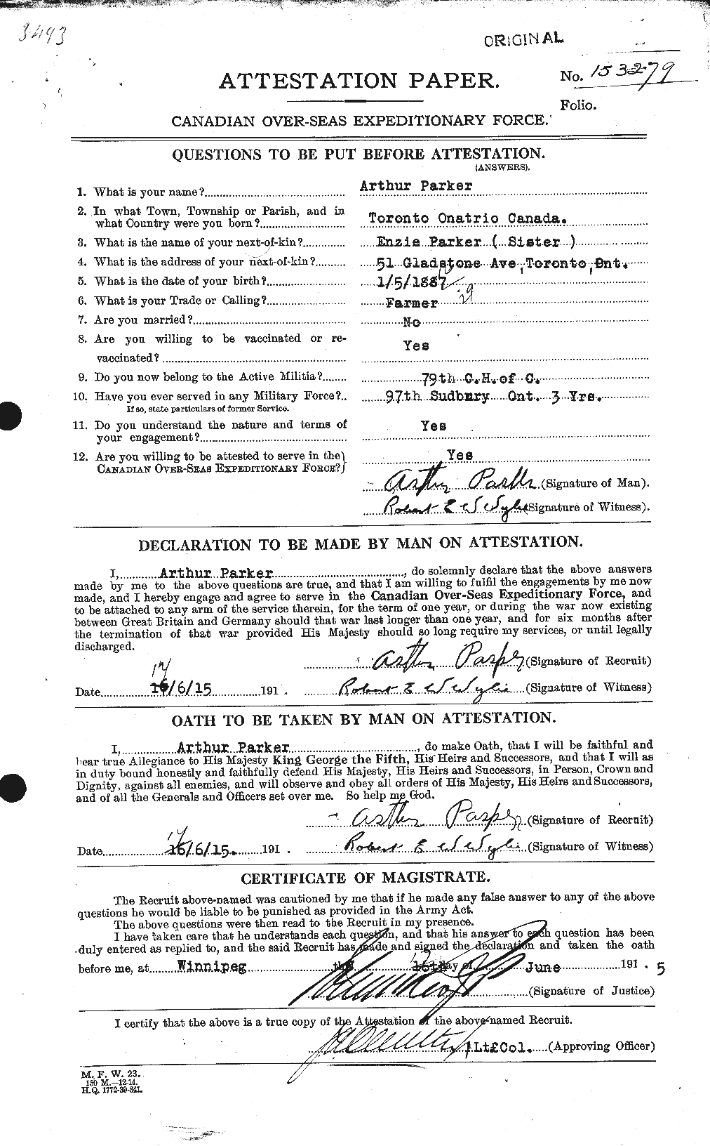 Personnel Records of the First World War - CEF 565011a