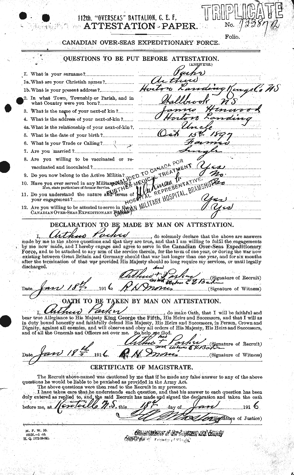 Personnel Records of the First World War - CEF 565013a