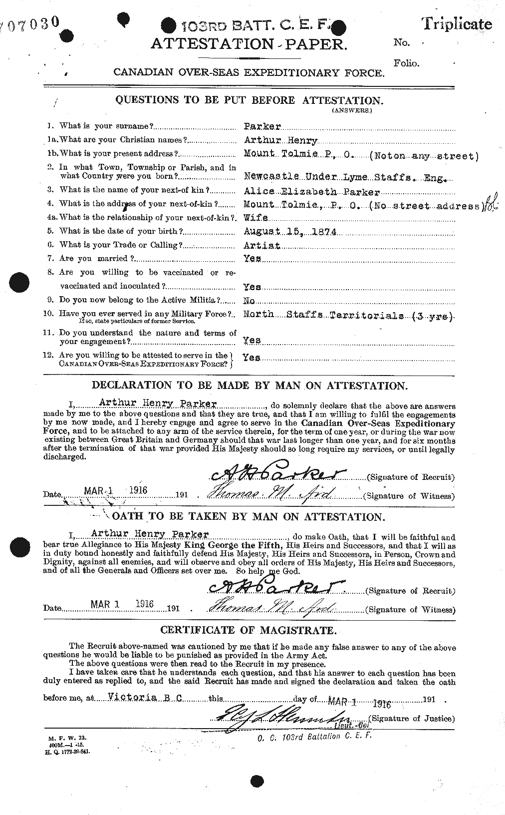 Personnel Records of the First World War - CEF 565027a