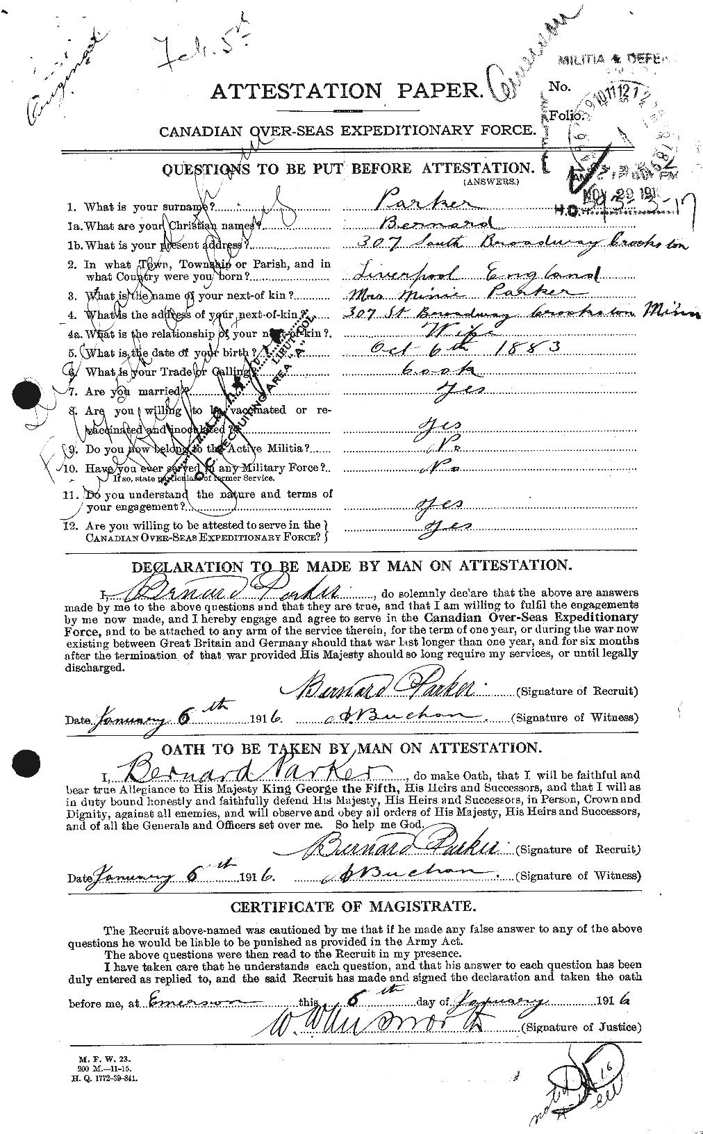 Personnel Records of the First World War - CEF 565040a