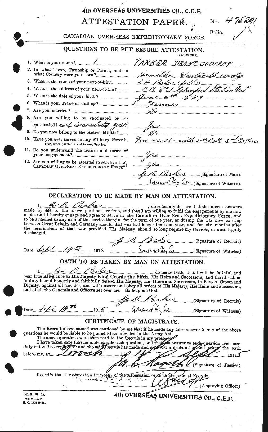 Personnel Records of the First World War - CEF 565049a