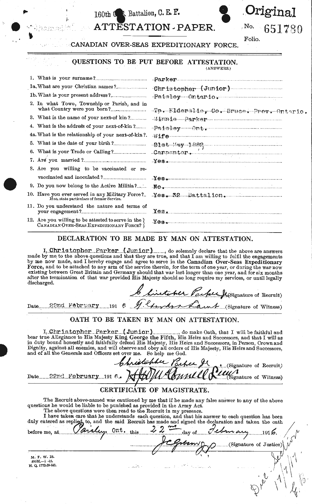 Personnel Records of the First World War - CEF 565081a