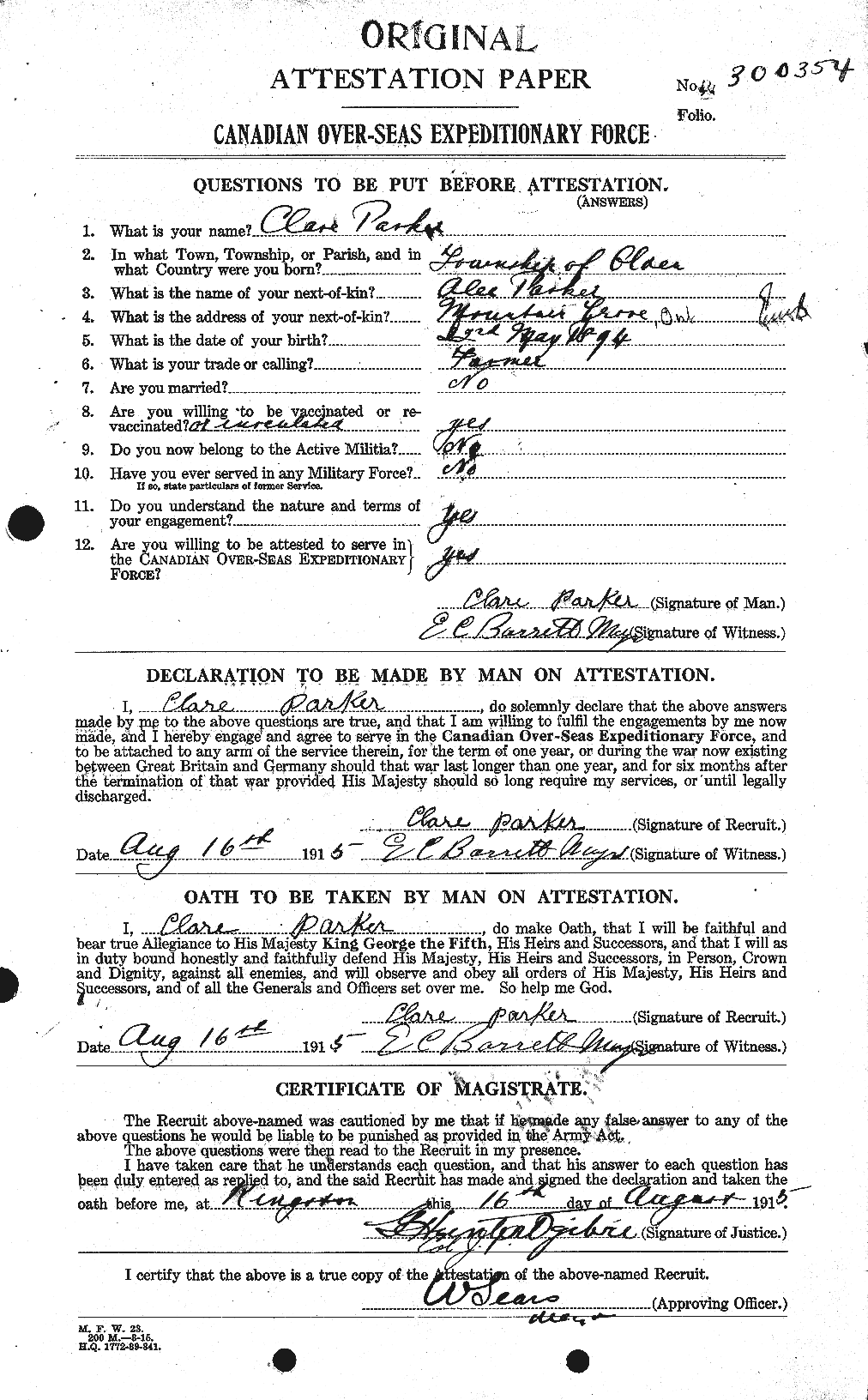 Personnel Records of the First World War - CEF 565083a