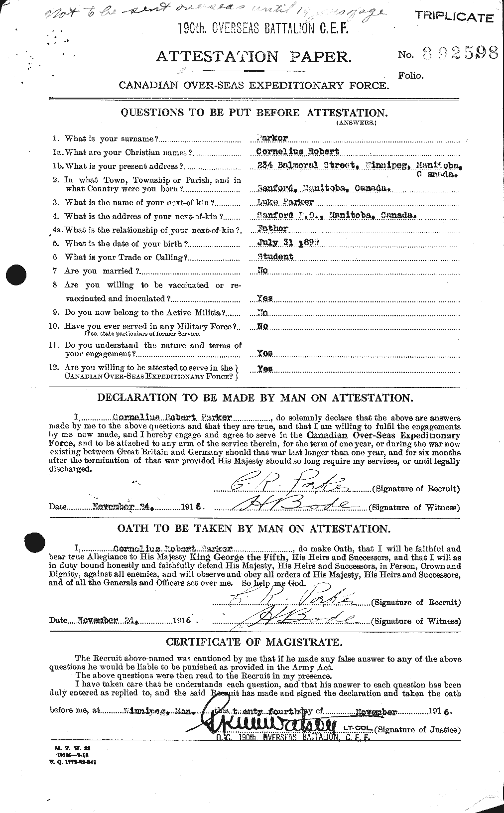 Personnel Records of the First World War - CEF 565097a