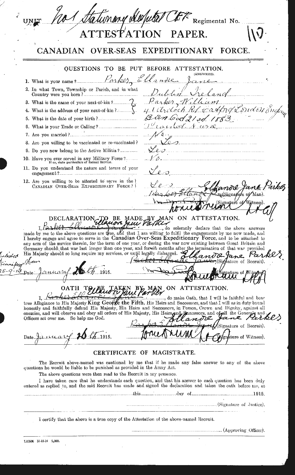 Personnel Records of the First World War - CEF 565143a