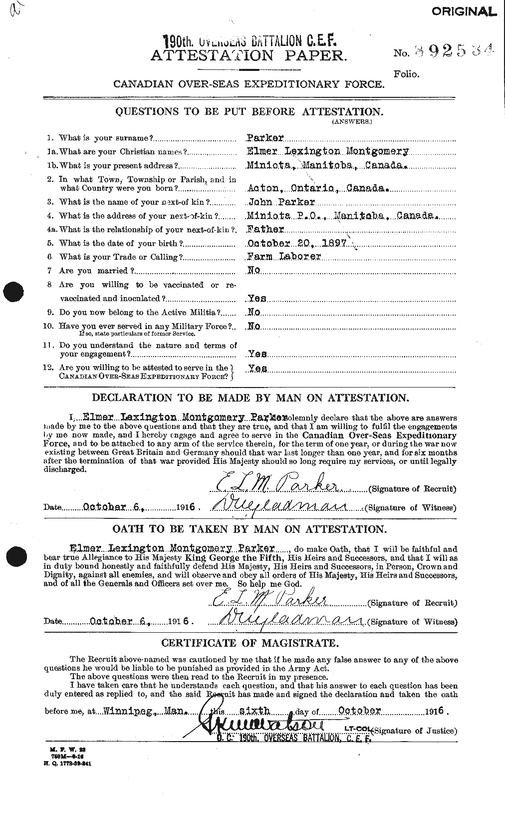 Personnel Records of the First World War - CEF 565145a
