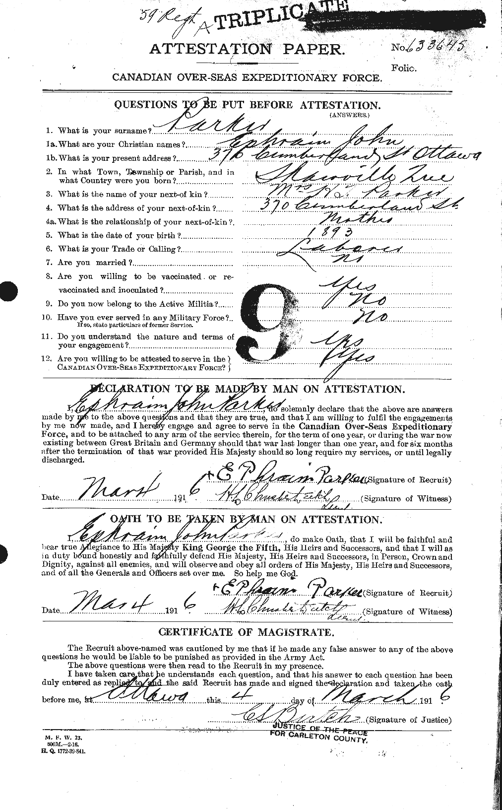 Personnel Records of the First World War - CEF 565149a