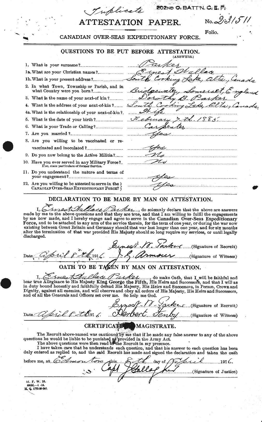 Personnel Records of the First World War - CEF 565168a