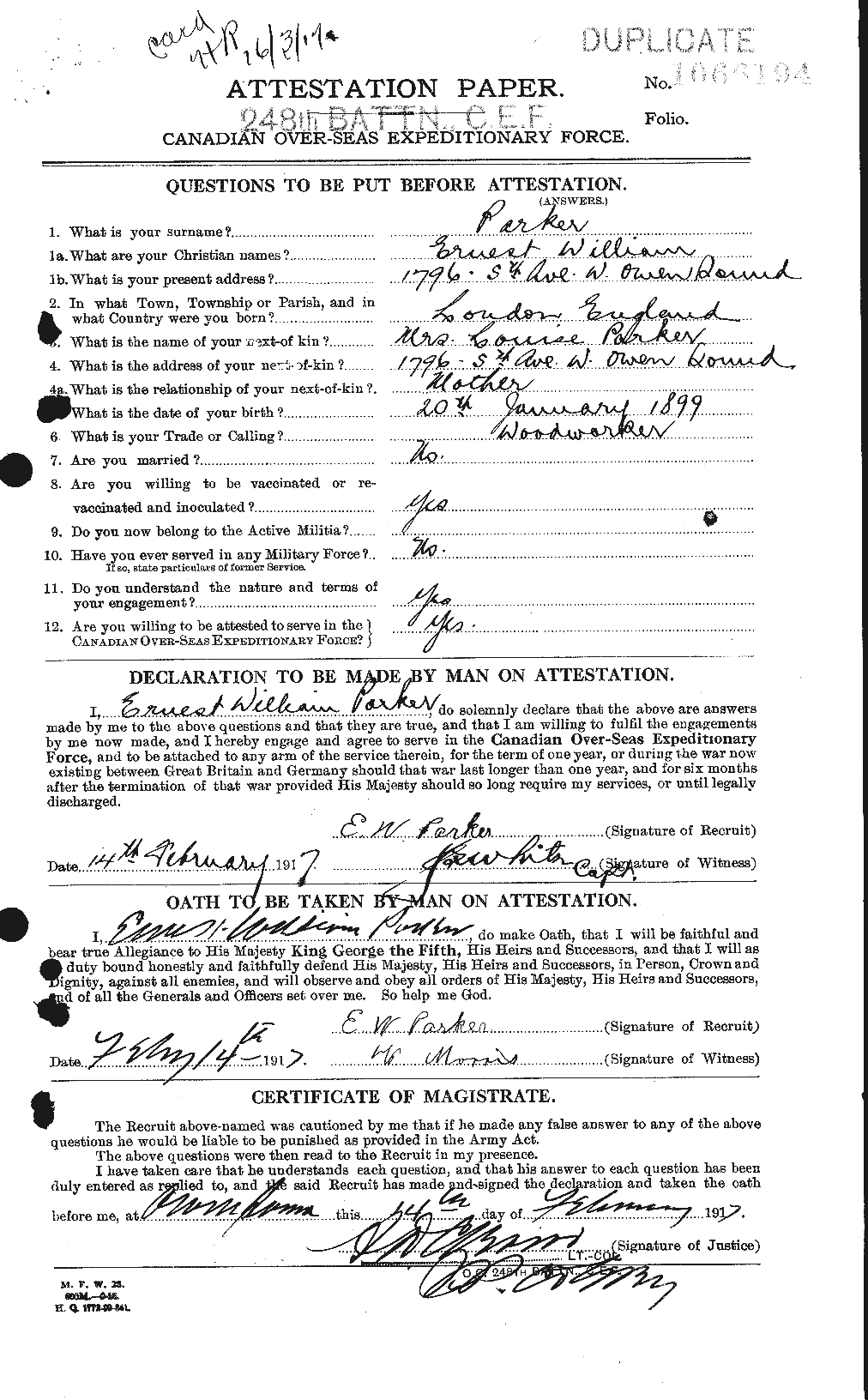 Personnel Records of the First World War - CEF 565170a