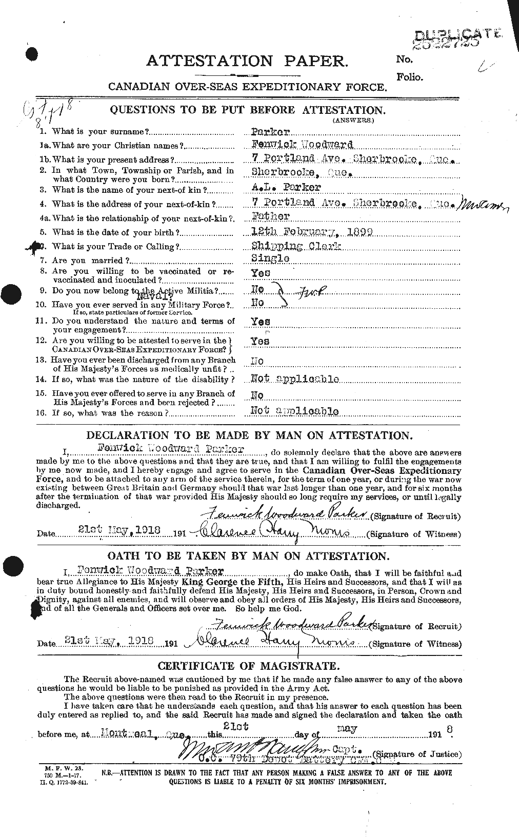Personnel Records of the First World War - CEF 565174a