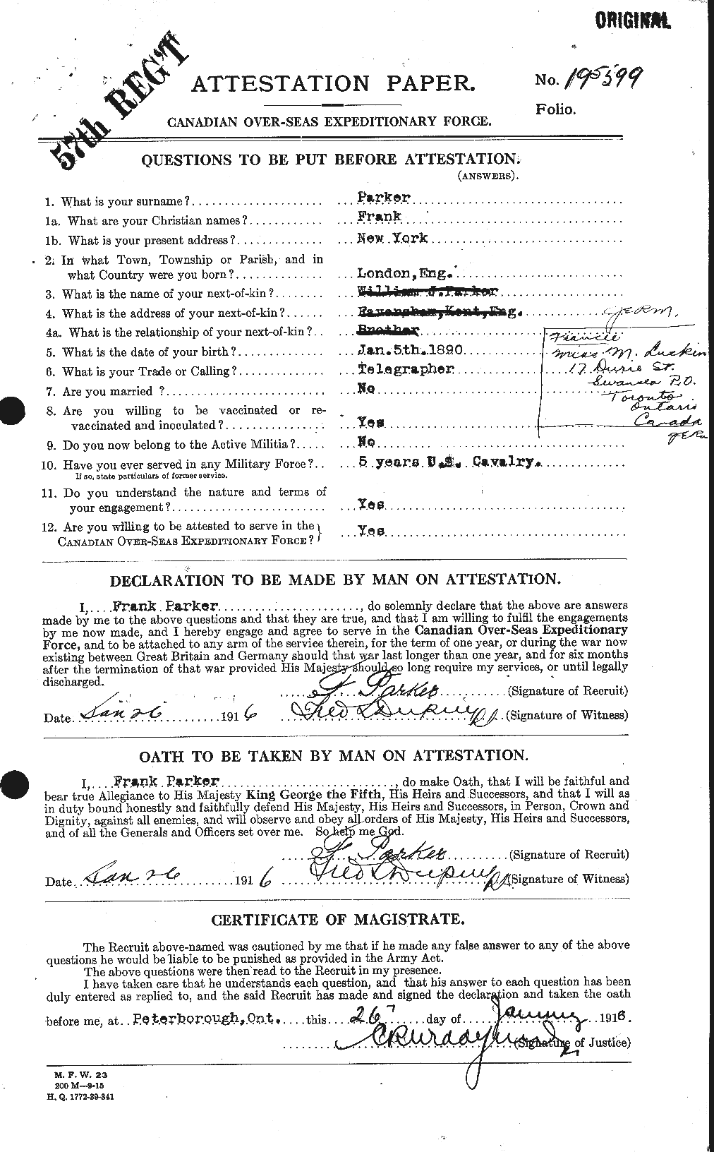 Personnel Records of the First World War - CEF 565184a