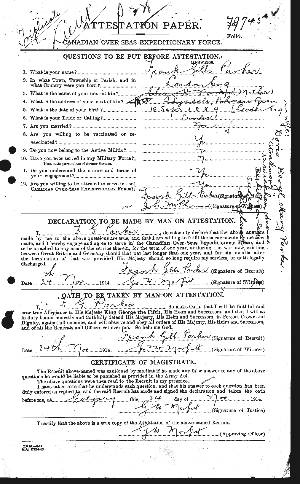 Personnel Records of the First World War - CEF 565189a