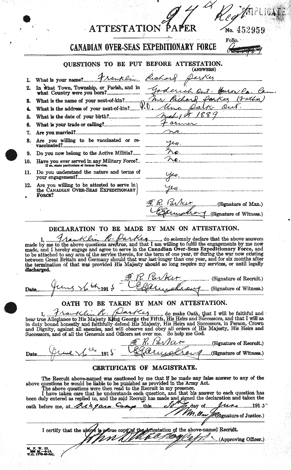 Personnel Records of the First World War - CEF 565199a