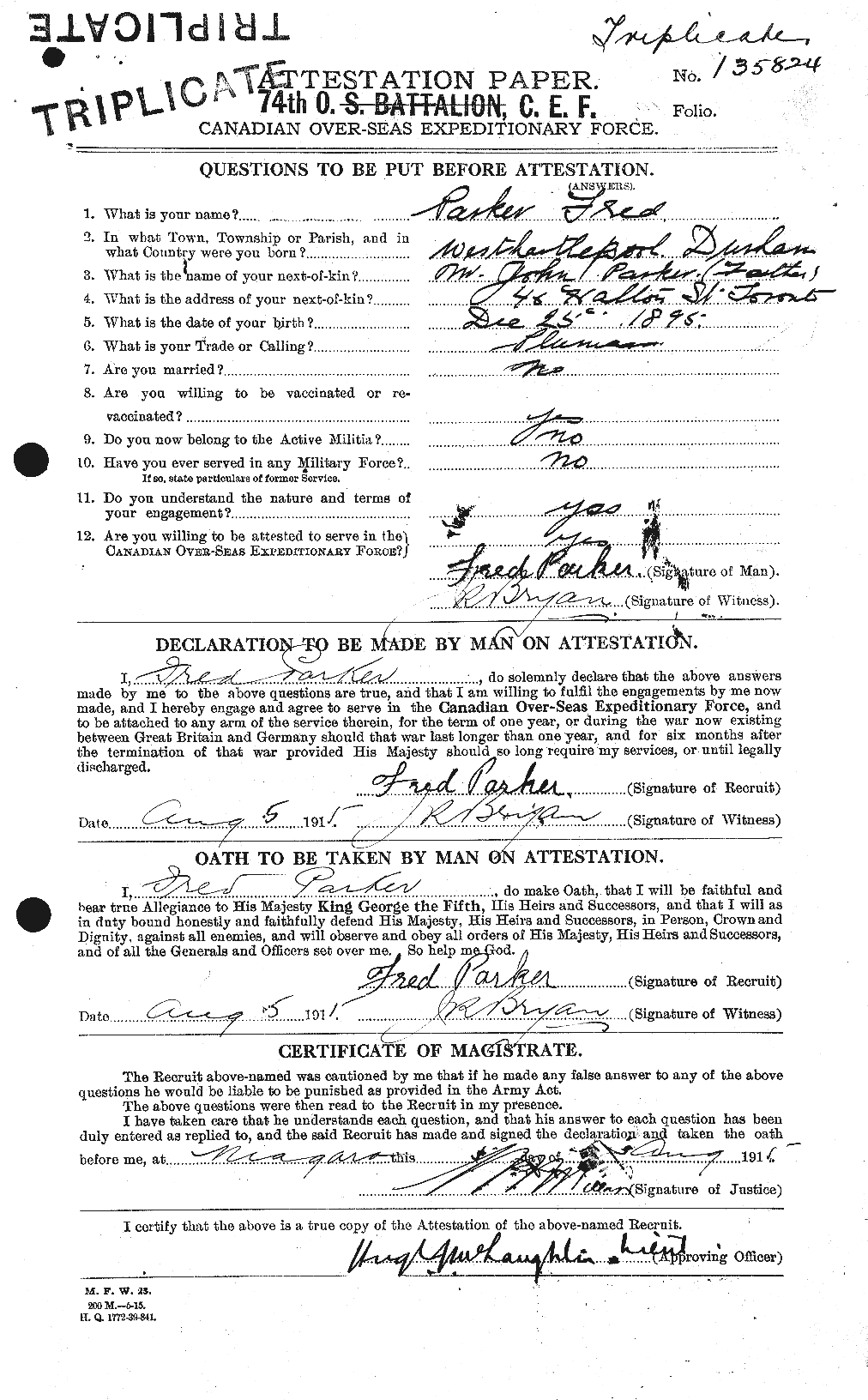 Personnel Records of the First World War - CEF 565203a