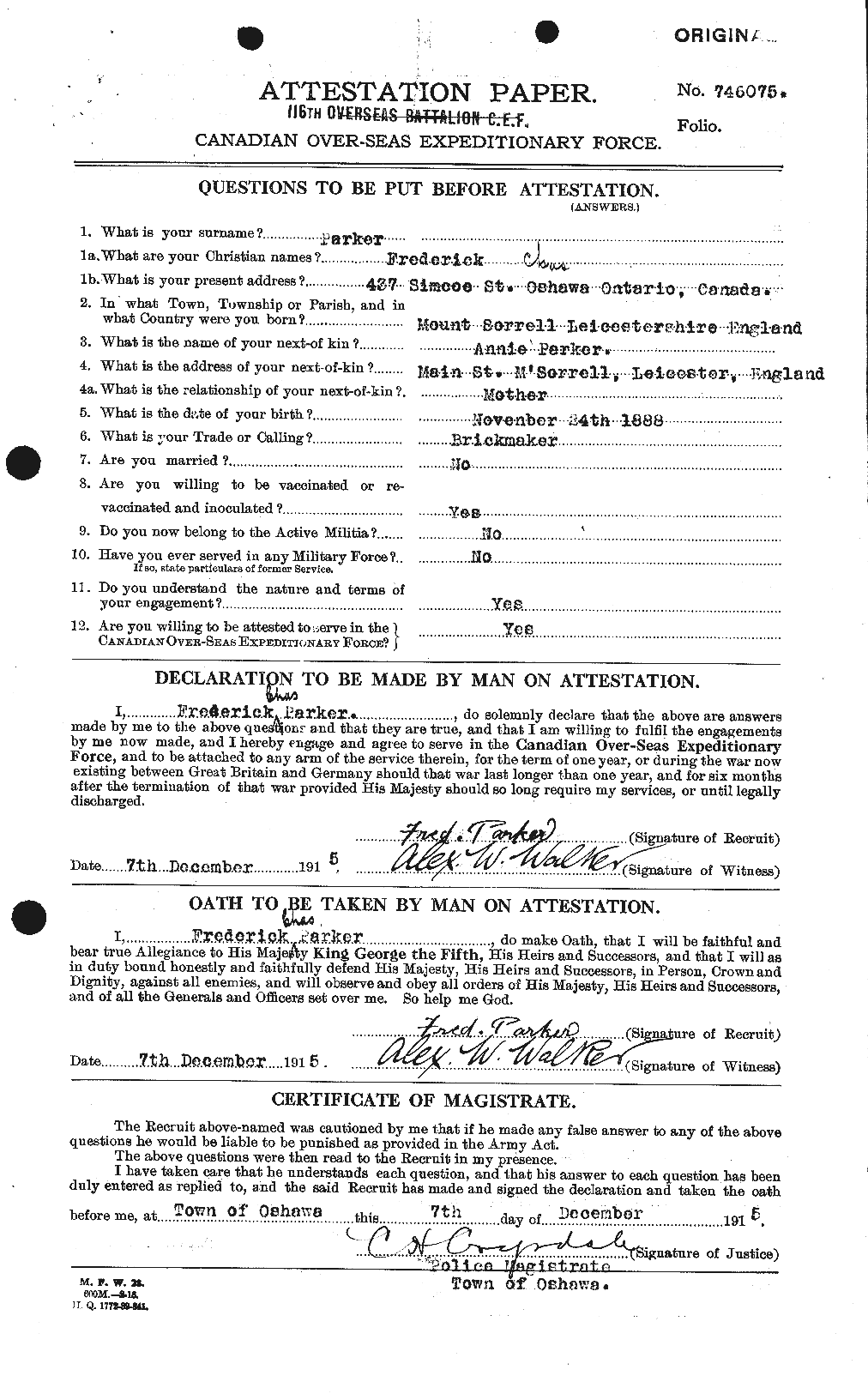 Personnel Records of the First World War - CEF 565212a