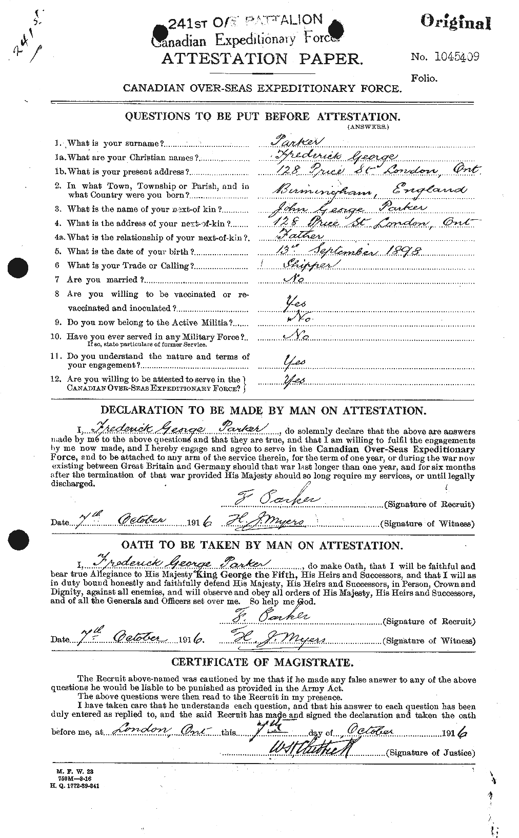 Personnel Records of the First World War - CEF 565214a
