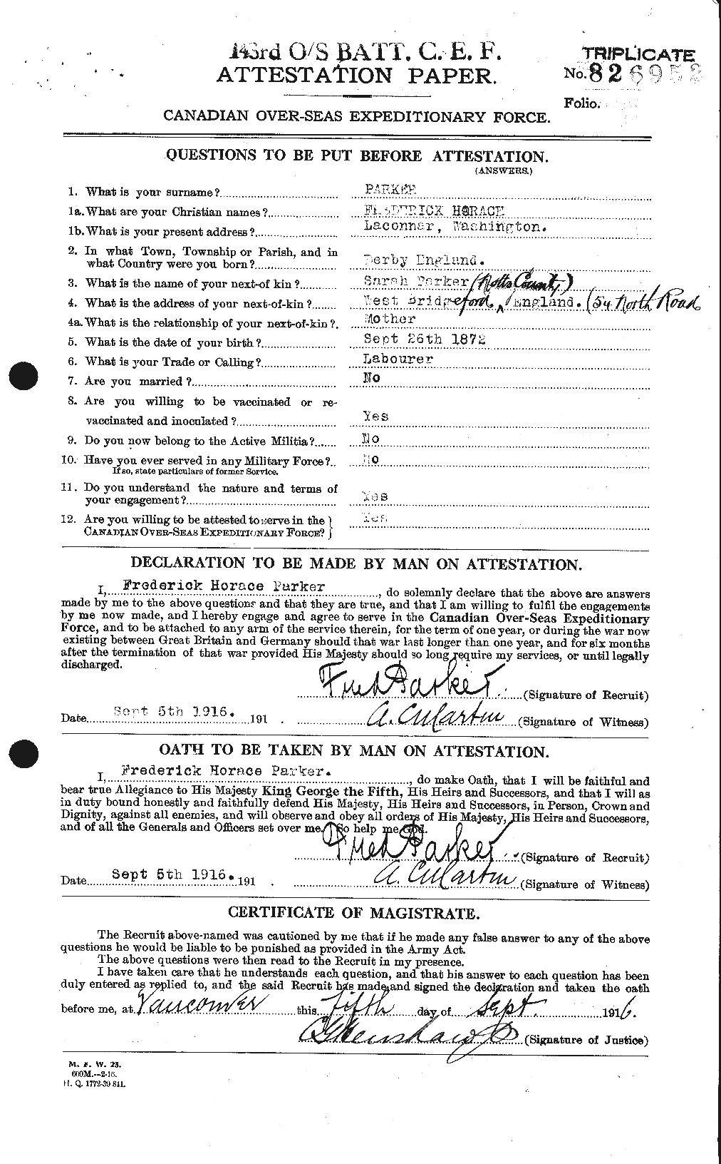 Personnel Records of the First World War - CEF 565216a