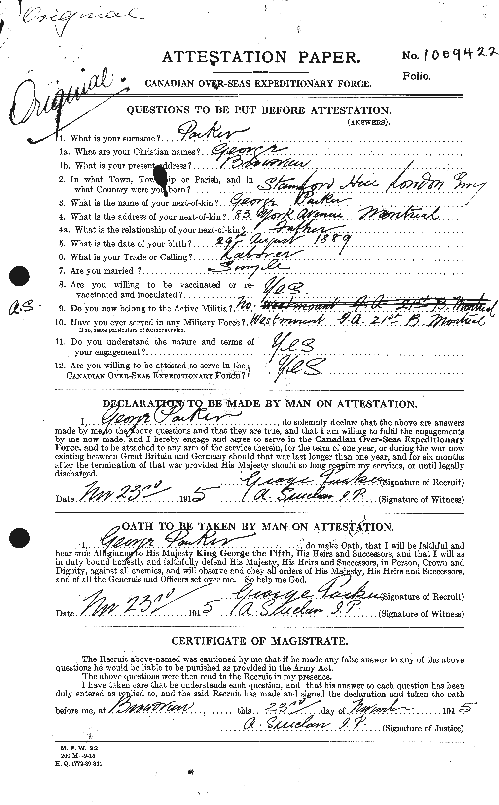 Personnel Records of the First World War - CEF 565232a
