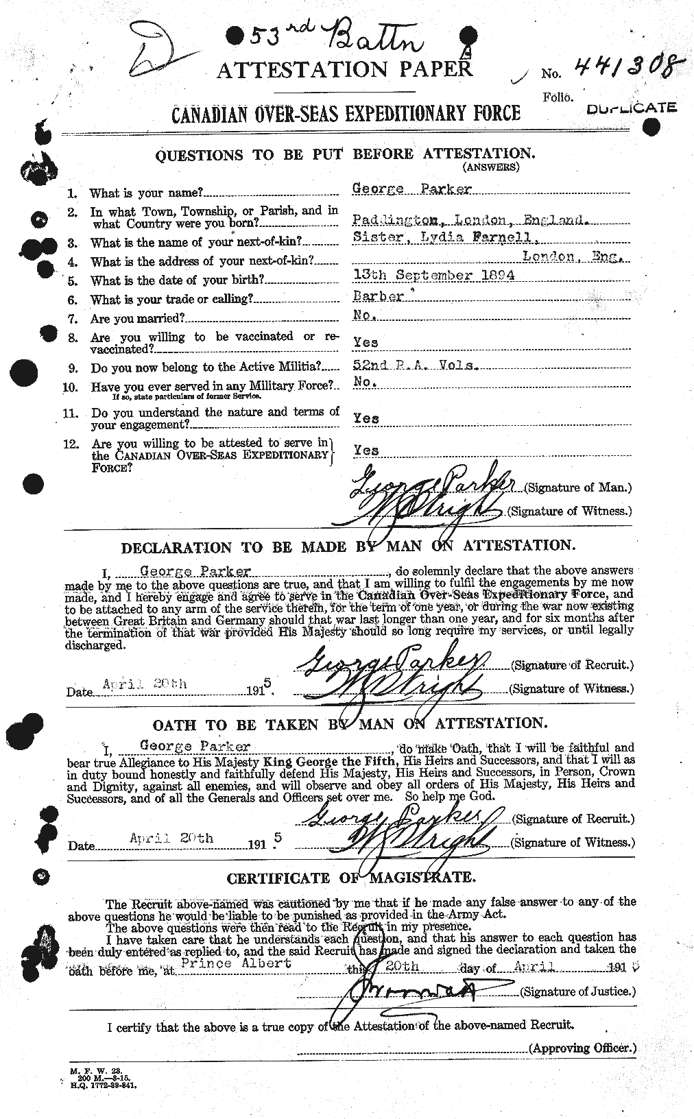 Personnel Records of the First World War - CEF 565246a