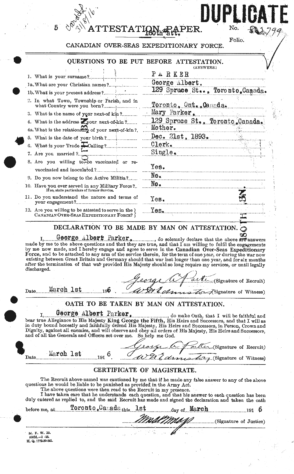 Personnel Records of the First World War - CEF 565251a