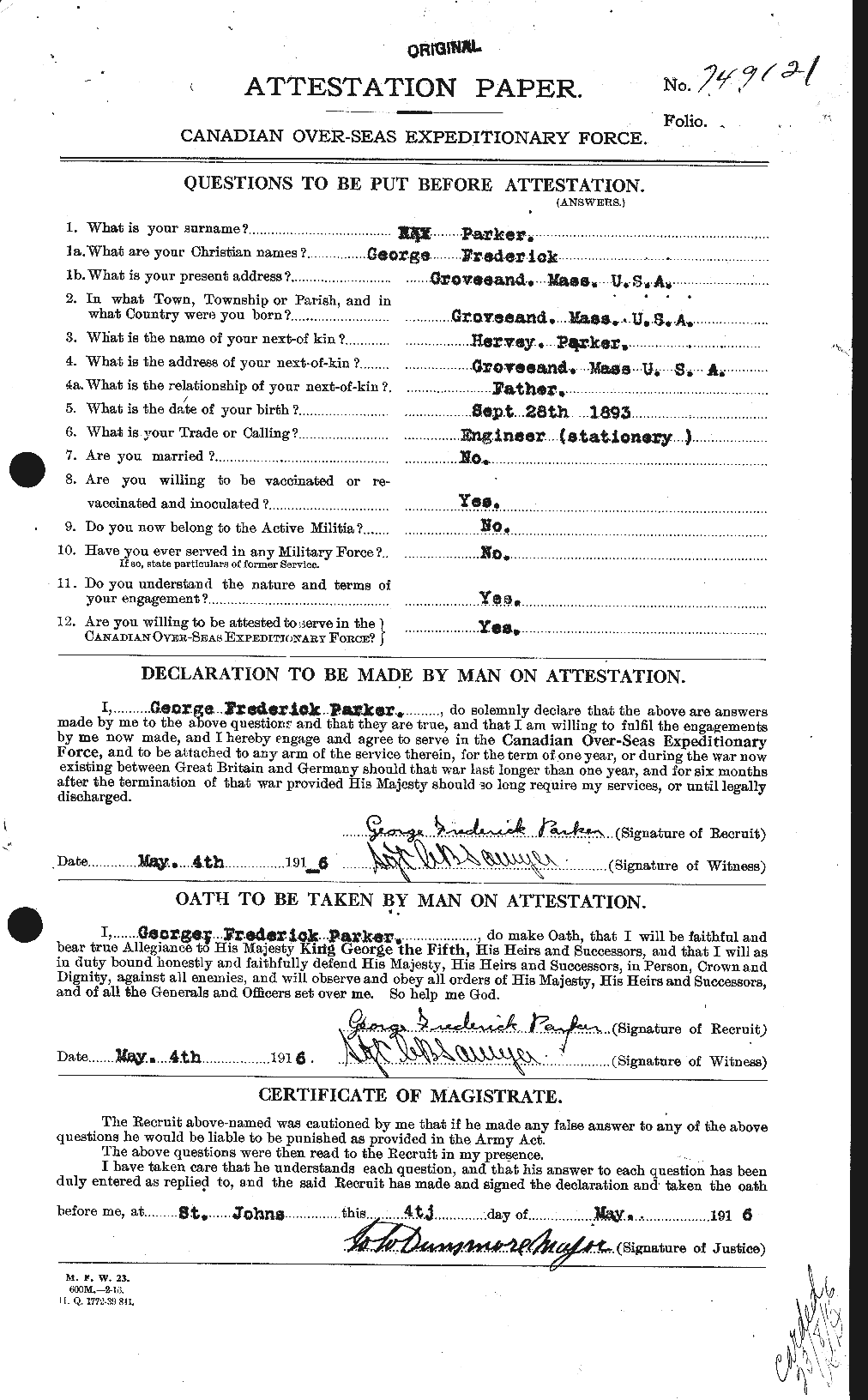 Personnel Records of the First World War - CEF 565261a