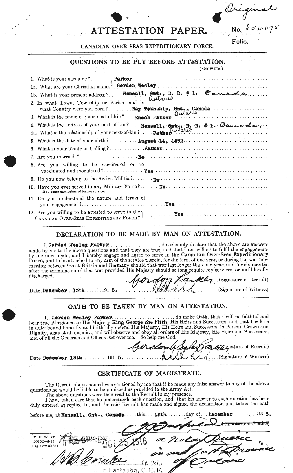 Personnel Records of the First World War - CEF 565299a
