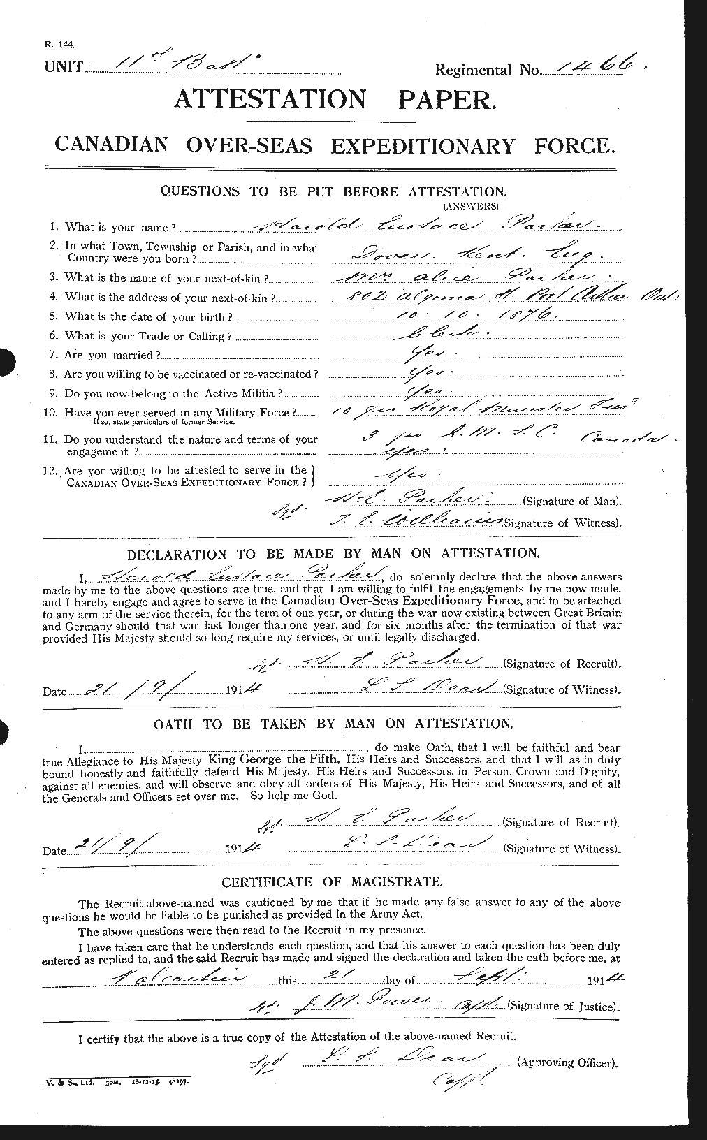 Personnel Records of the First World War - CEF 565307a