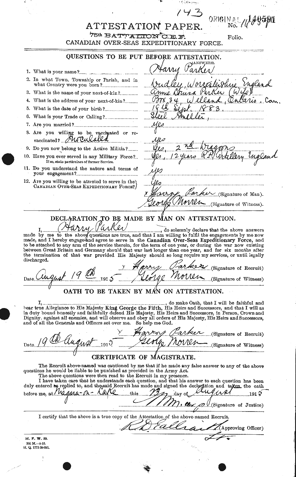 Personnel Records of the First World War - CEF 565316a