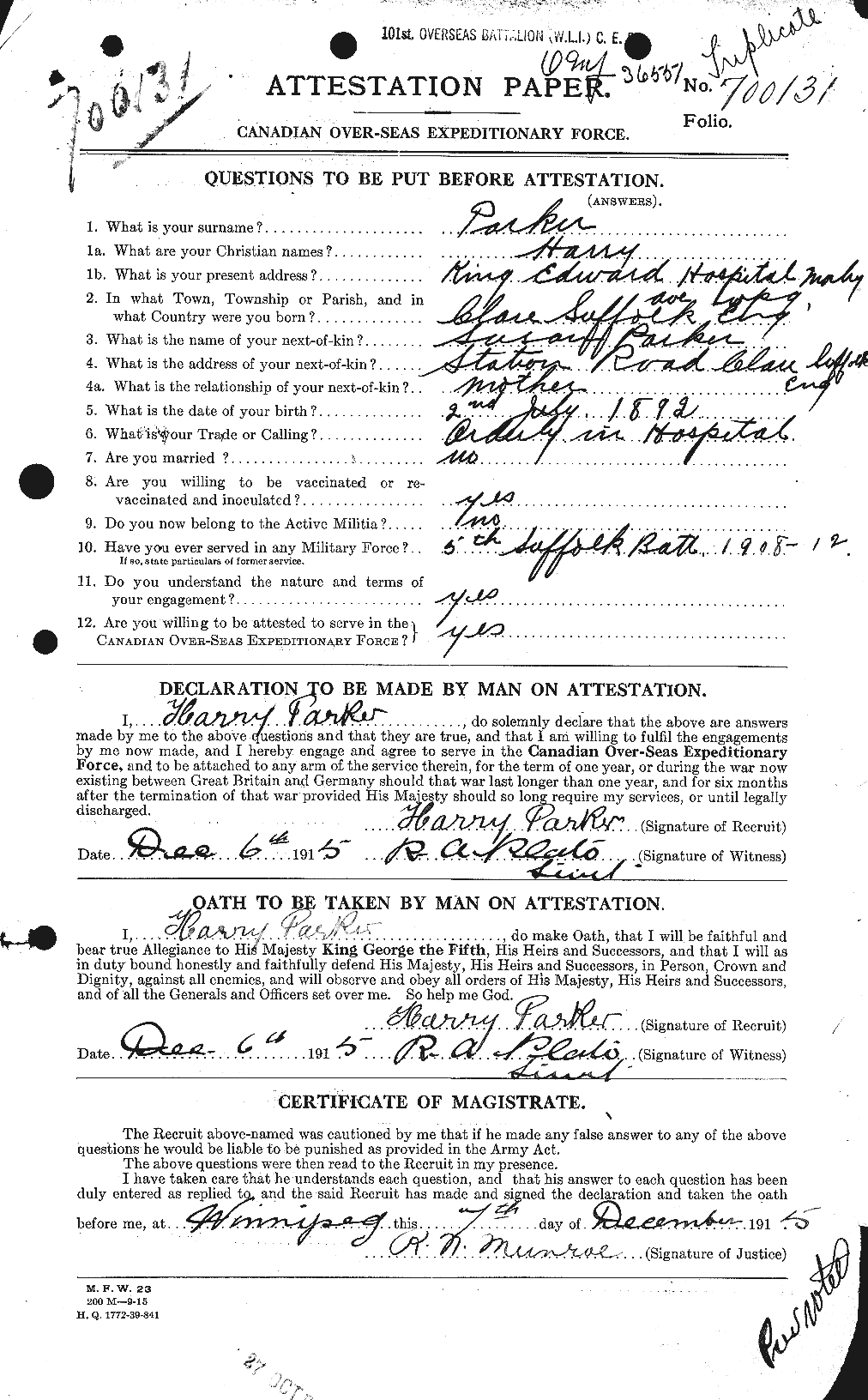 Personnel Records of the First World War - CEF 565326a