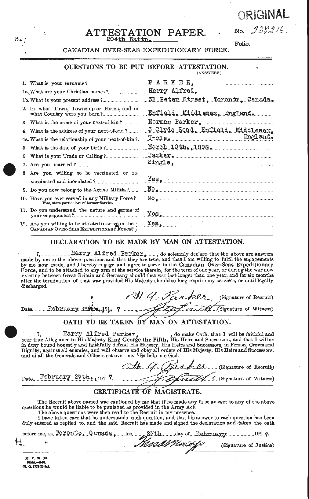 Personnel Records of the First World War - CEF 565328a