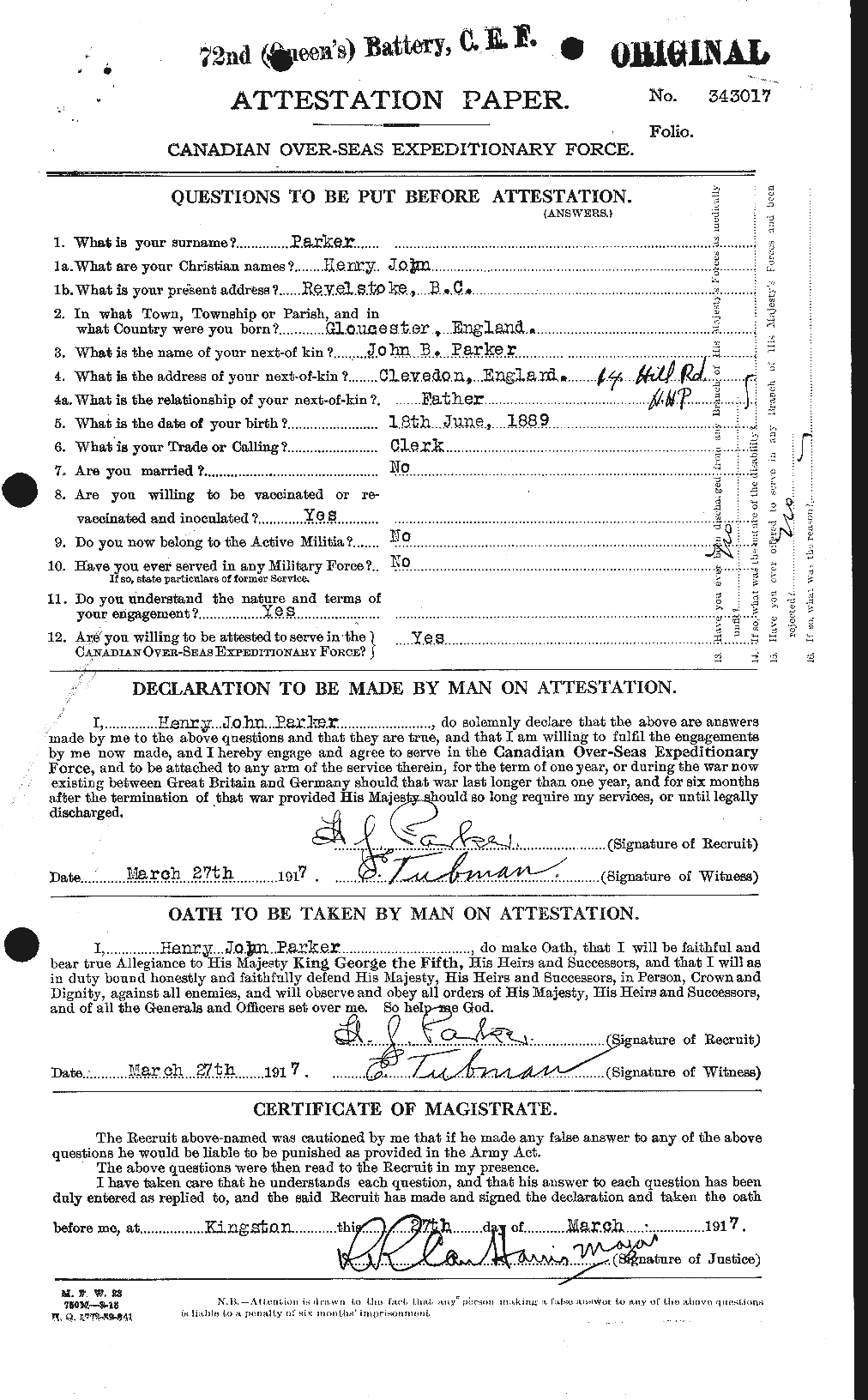 Personnel Records of the First World War - CEF 565358a