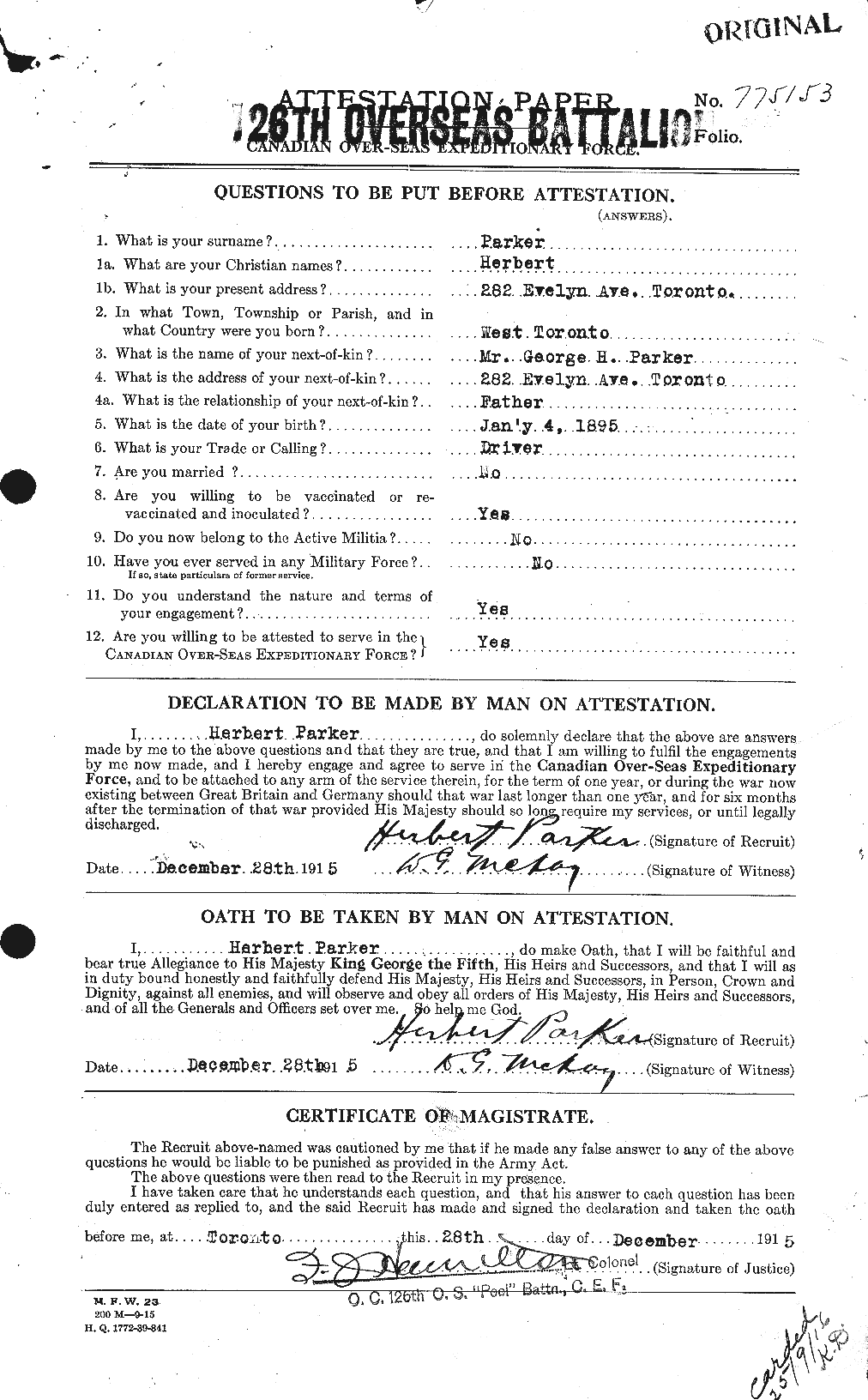 Personnel Records of the First World War - CEF 565363a