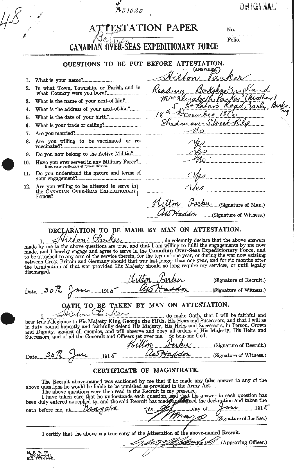 Personnel Records of the First World War - CEF 565378a