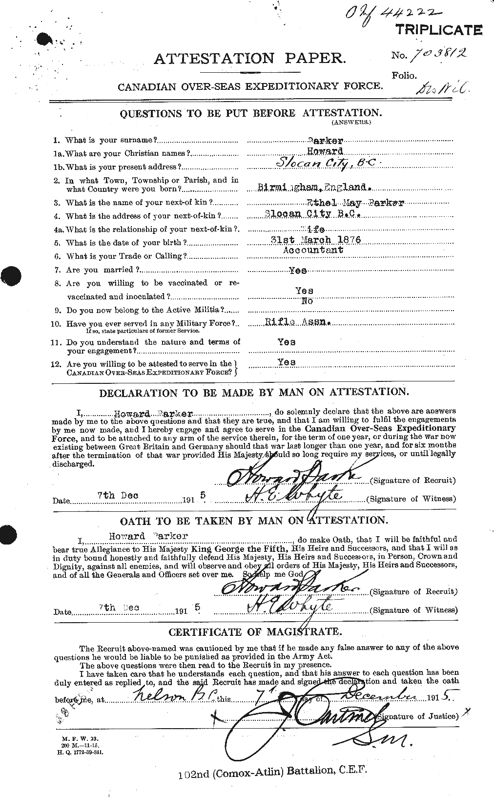 Personnel Records of the First World War - CEF 565387a