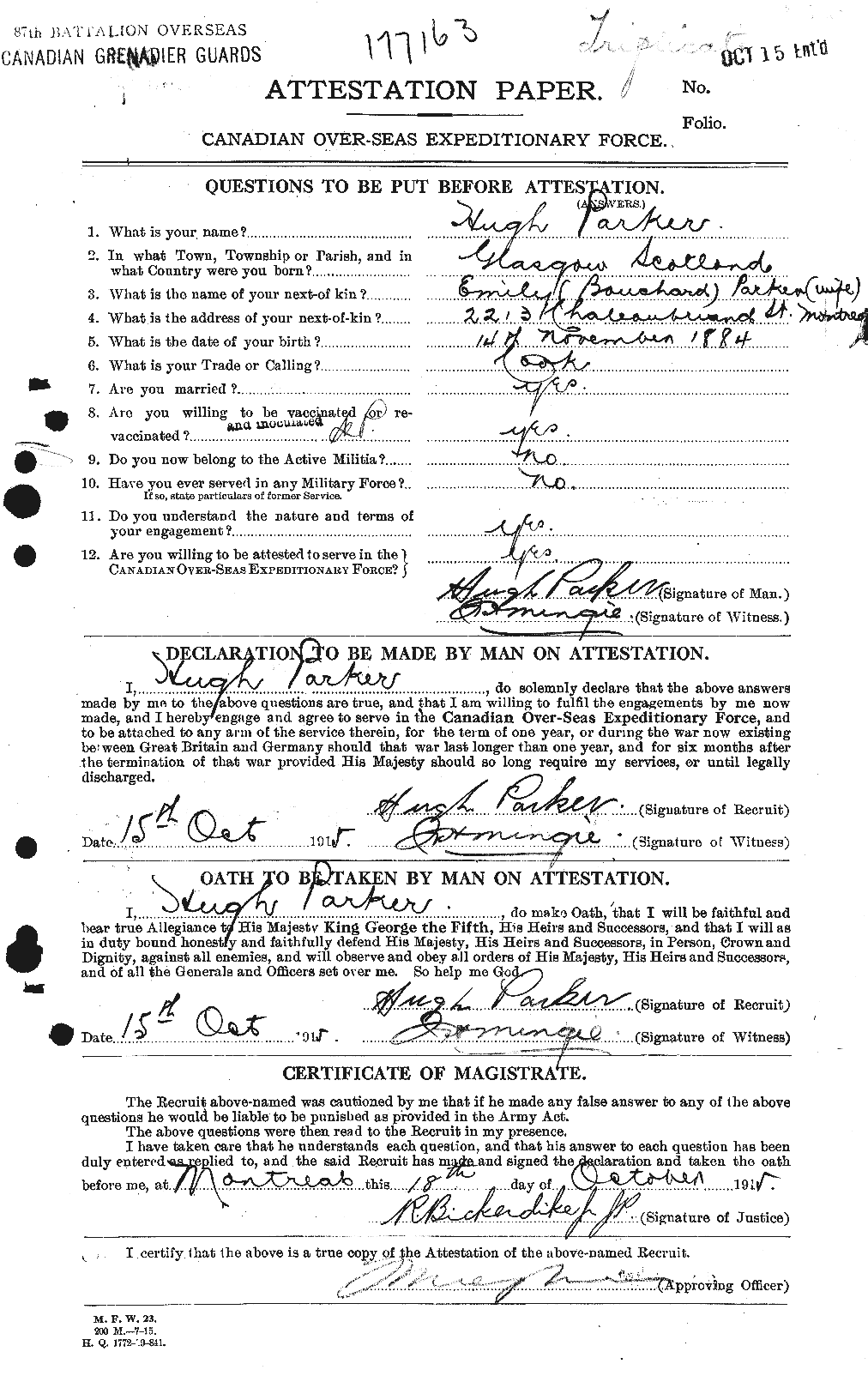 Personnel Records of the First World War - CEF 565391a