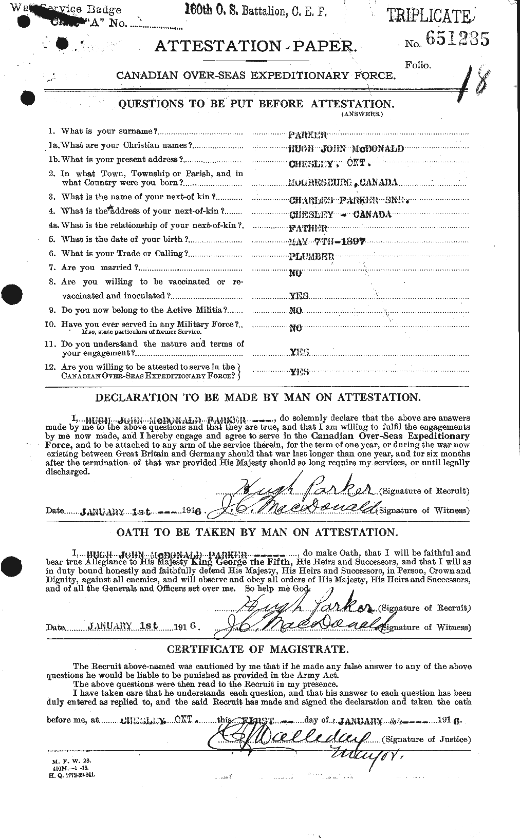 Personnel Records of the First World War - CEF 565399a
