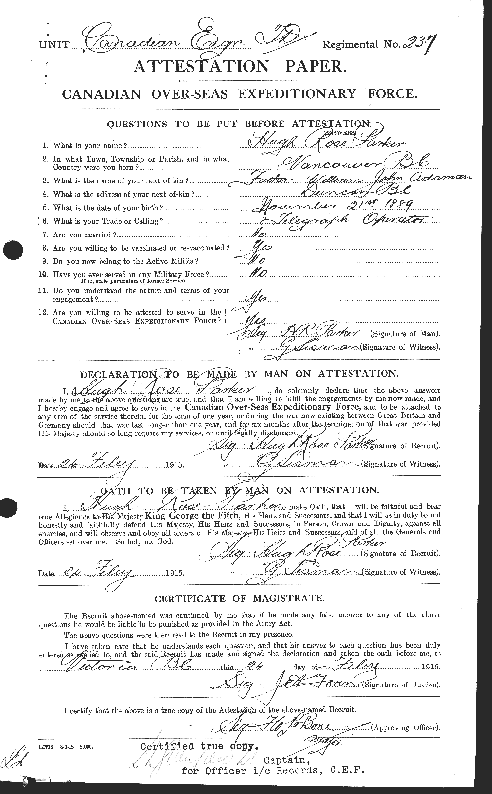 Personnel Records of the First World War - CEF 565400a