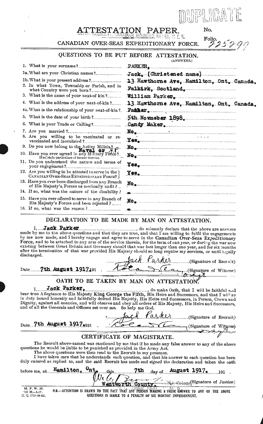 Personnel Records of the First World War - CEF 565405a