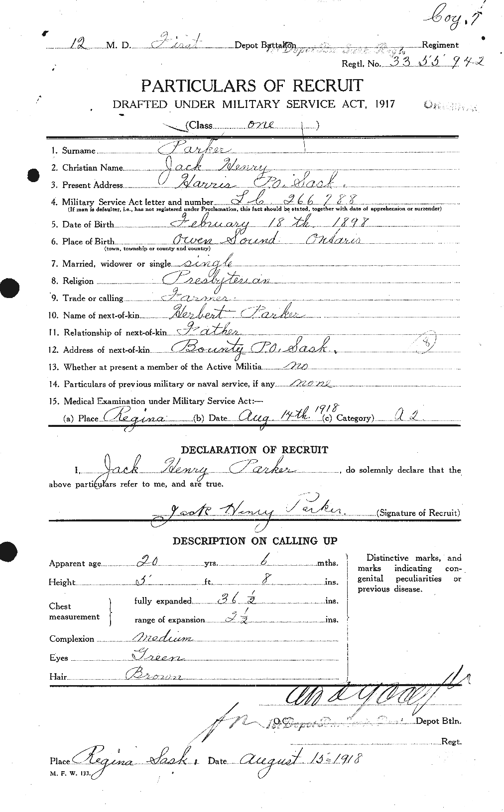 Personnel Records of the First World War - CEF 565406a