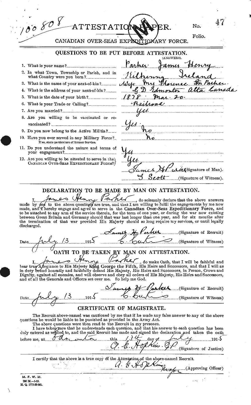 Personnel Records of the First World War - CEF 565431a