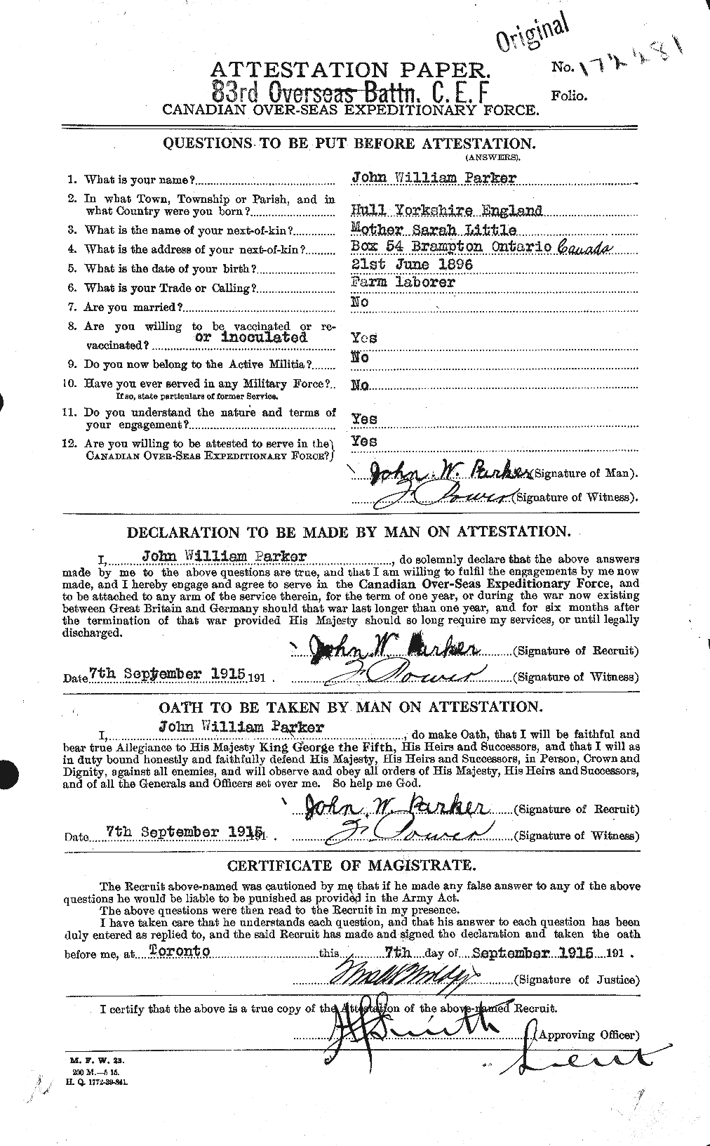 Personnel Records of the First World War - CEF 565495a