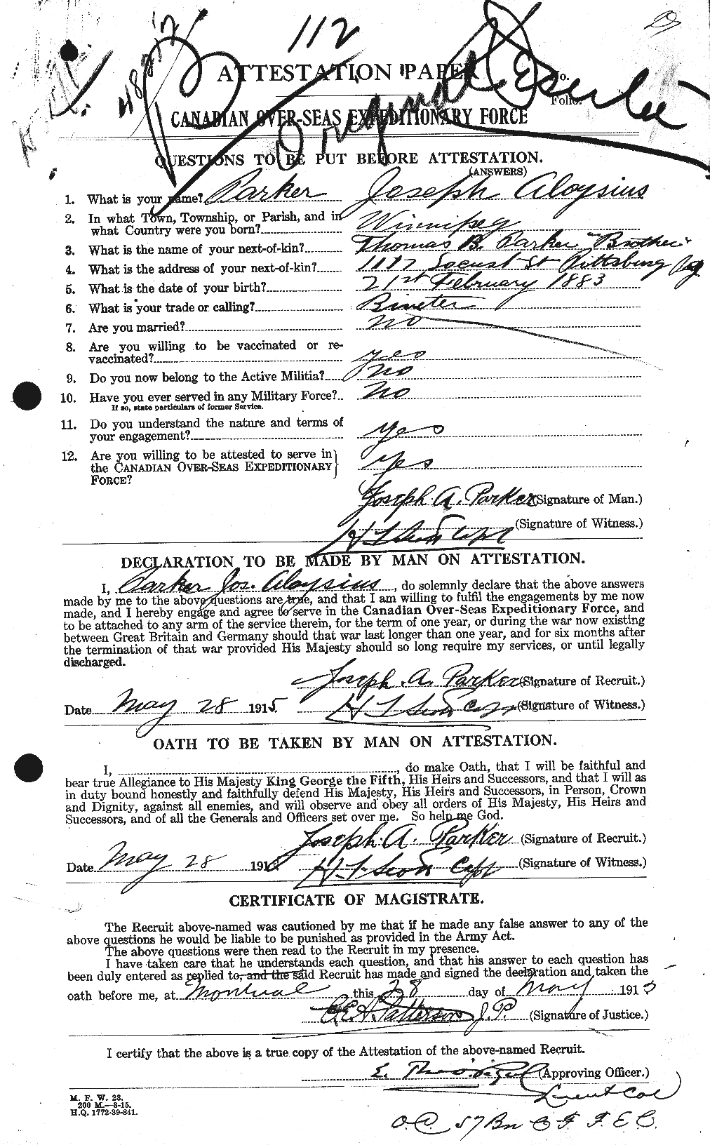 Personnel Records of the First World War - CEF 565504a