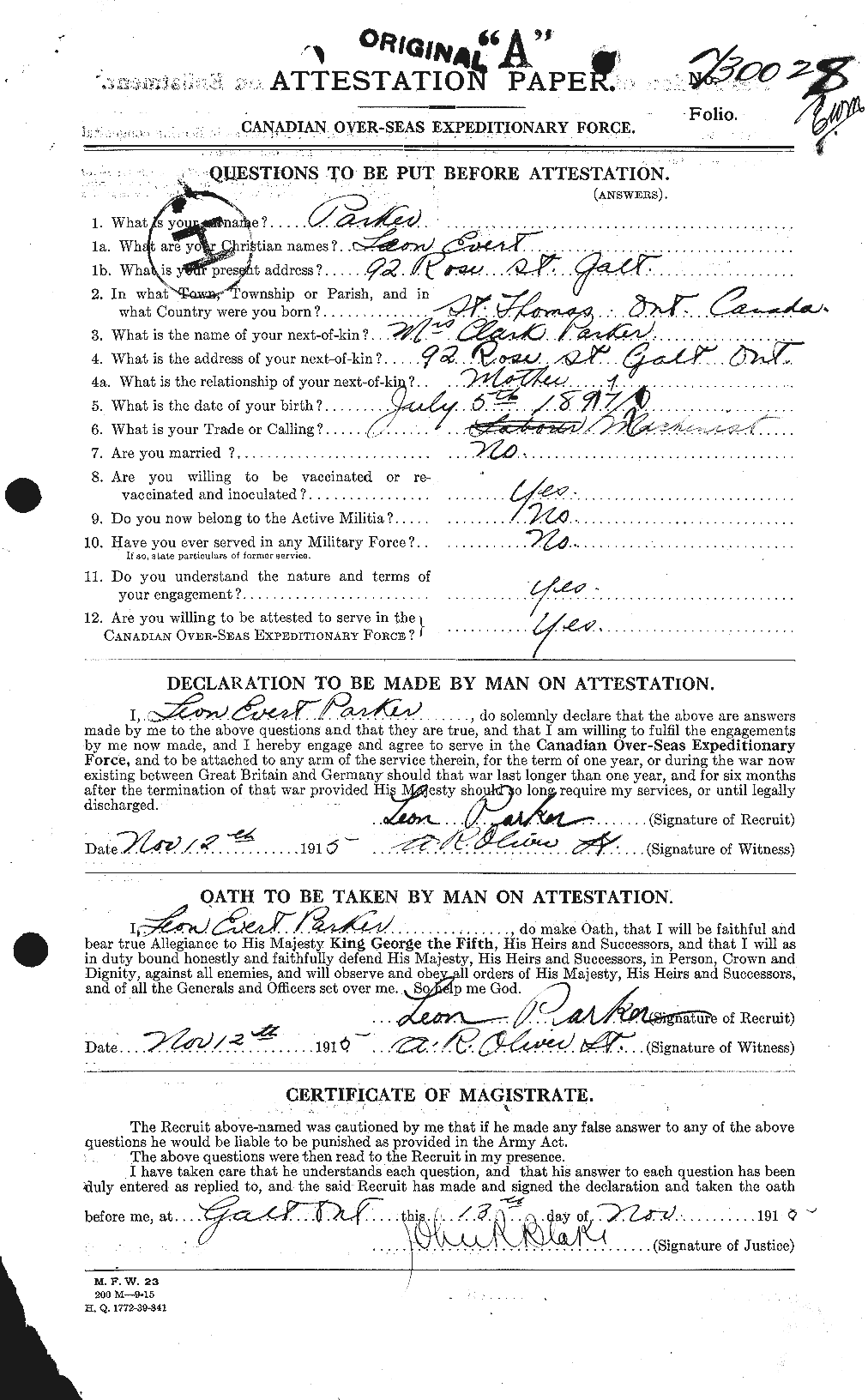 Personnel Records of the First World War - CEF 565523a