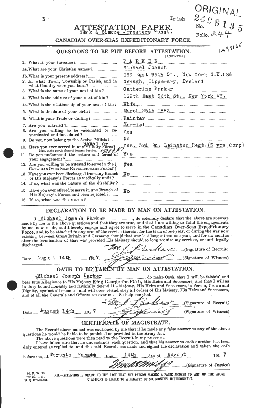 Personnel Records of the First World War - CEF 565546a