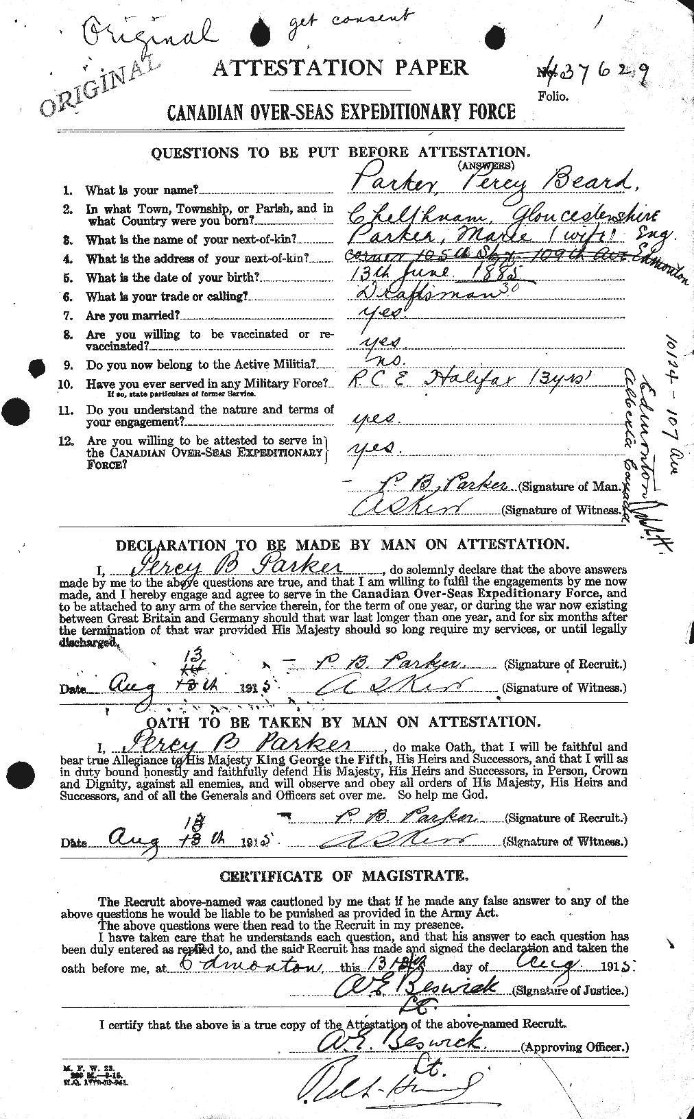 Personnel Records of the First World War - CEF 565558a