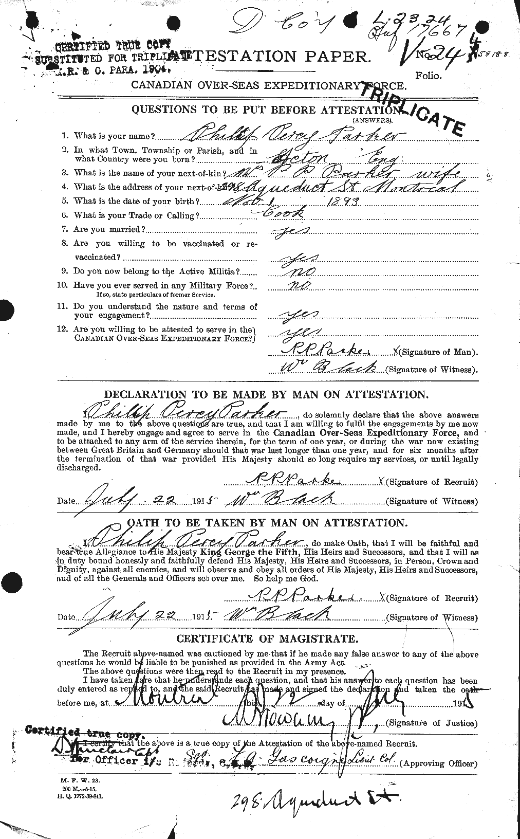 Personnel Records of the First World War - CEF 565566a