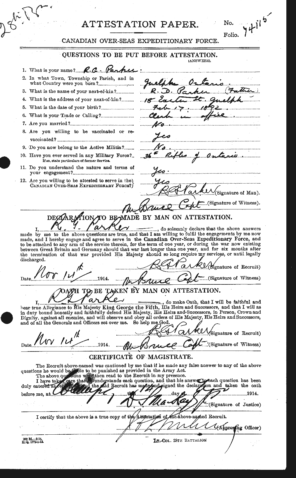 Personnel Records of the First World War - CEF 565567a