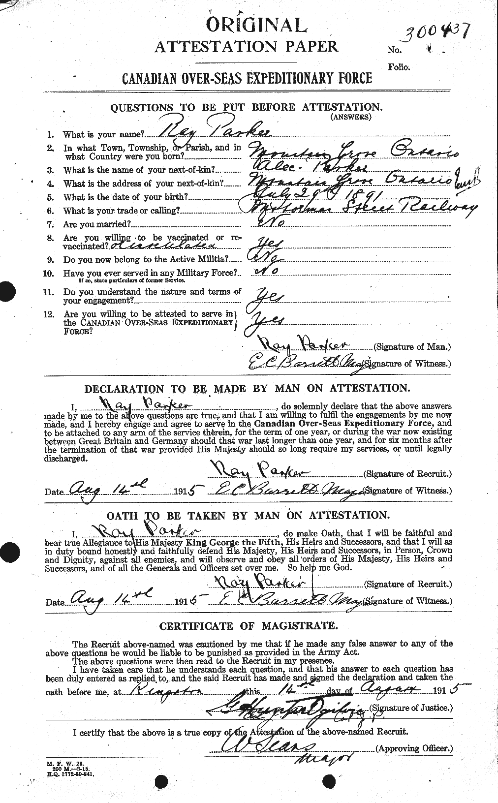 Personnel Records of the First World War - CEF 565570a