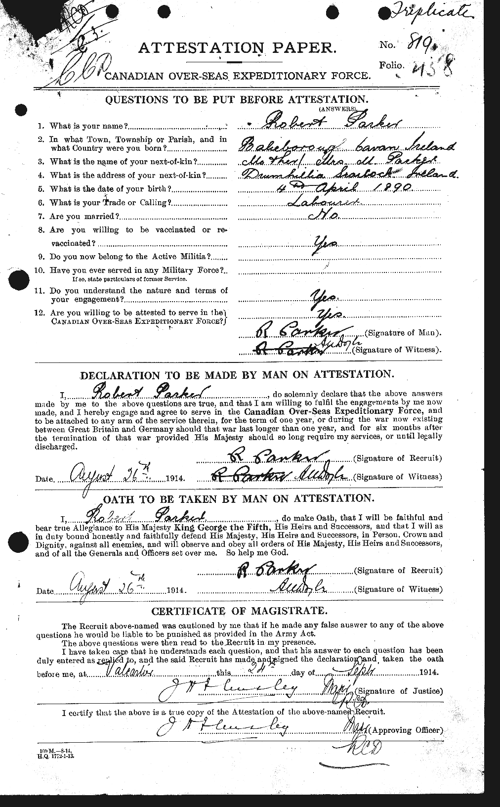 Personnel Records of the First World War - CEF 565592a